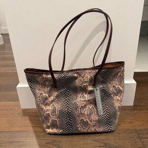Sondra Roberts Brown and Tan Leopard Print Tote